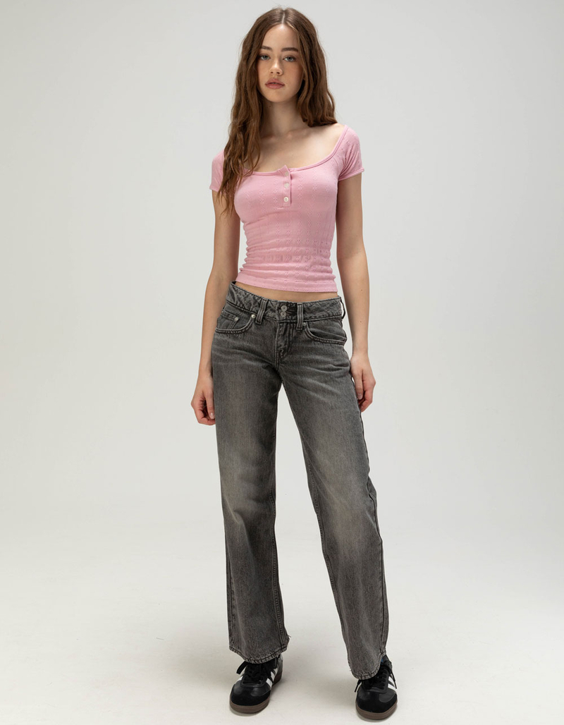 FREE PEOPLE So Soft Pointelle Womens Henley Top image number 1