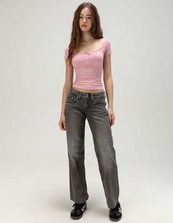 FREE PEOPLE So Soft Pointelle Womens Henley Top Alternative Image