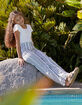 WHITE FAWN Button Stripe Girls Palazzo Pants image number 1
