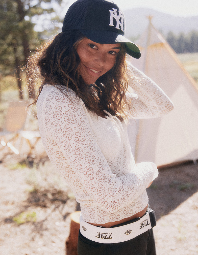 FULL TILT Lace Cinch Womens Long Sleeve Top image number 5