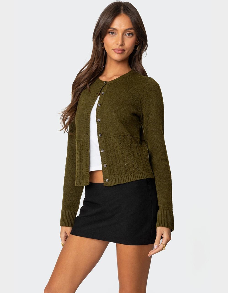 EDIKTED Half Cable Knit Cardigan image number 2