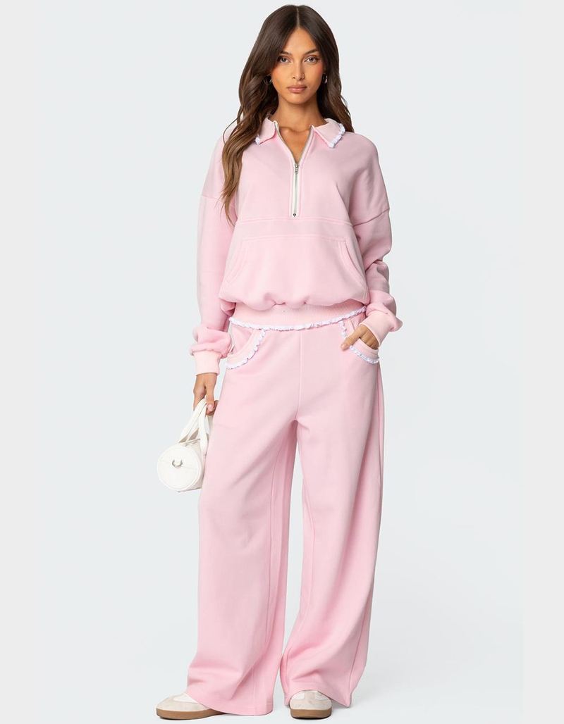 EDIKTED Ashtin Ruffle Trim Sweatpants image number 1