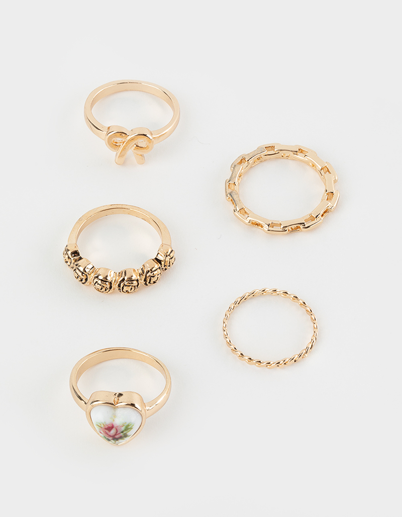 FULL TILT 5 Pack Floral/Bow/Rose Ring Set image number 1