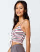 SKY AND SPARROW Stripe Cinch Front Womens Navy Tank image number 2