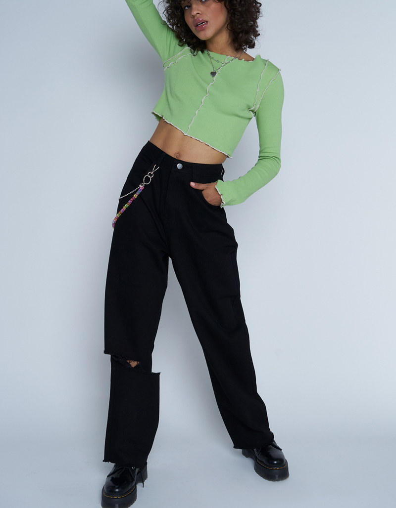 DAISY STREET Womens Bead Chain Jeans  image number 4