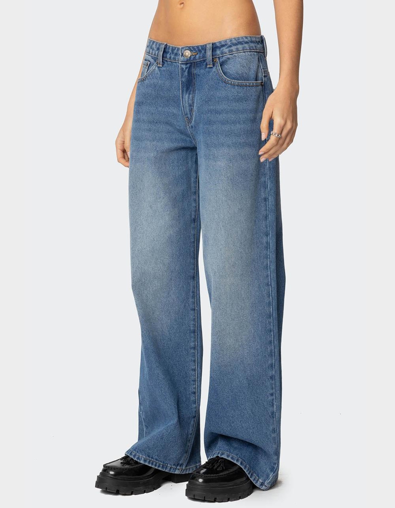 EDIKTED NYC Washed Low Rise Jeans image number 4