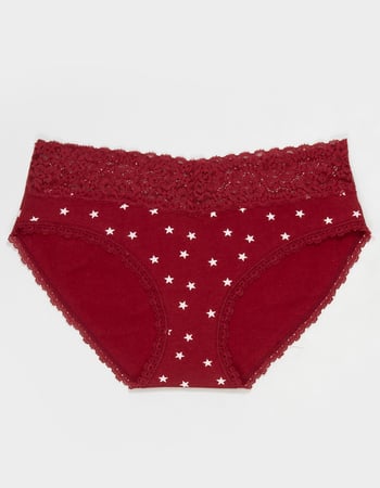 FULL TILT Stretch Cotton Lace Trim Hipster Panties Primary Image