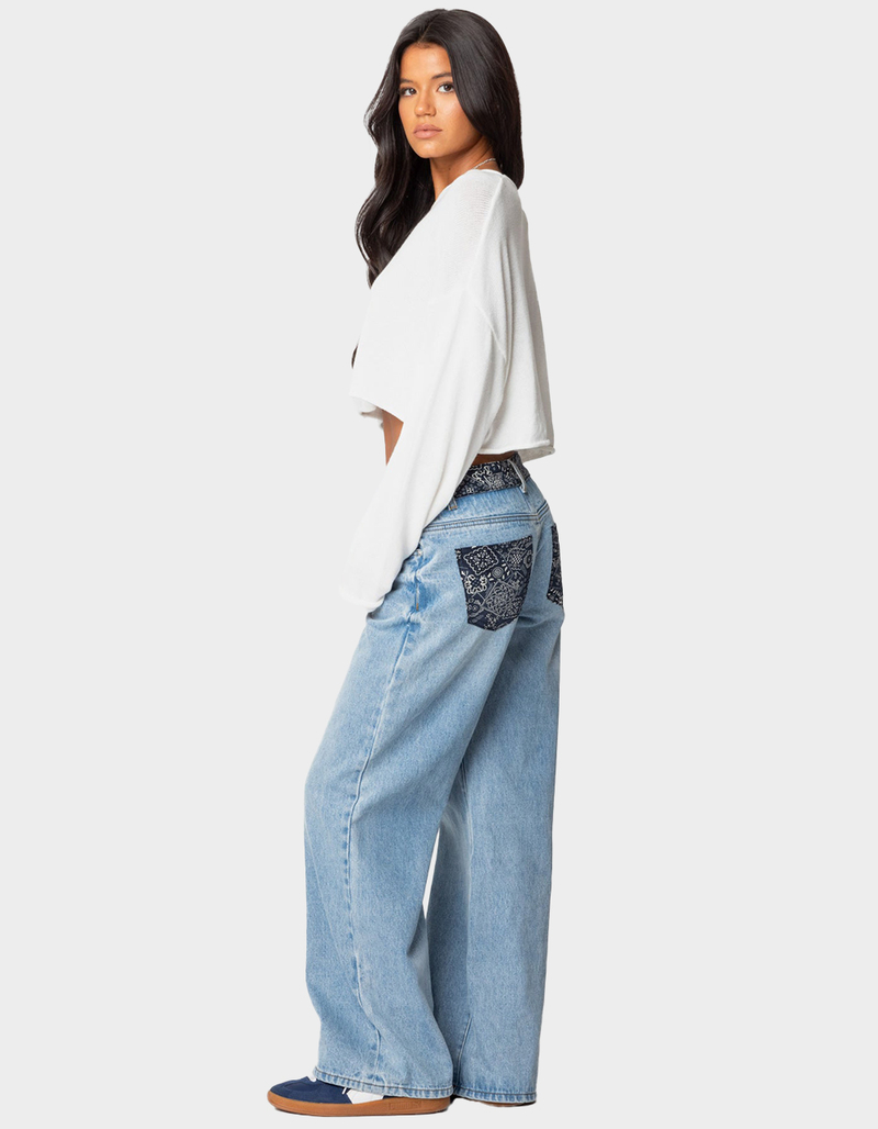EDIKTED Bandana Bliss Low Rise Jeans image number 1