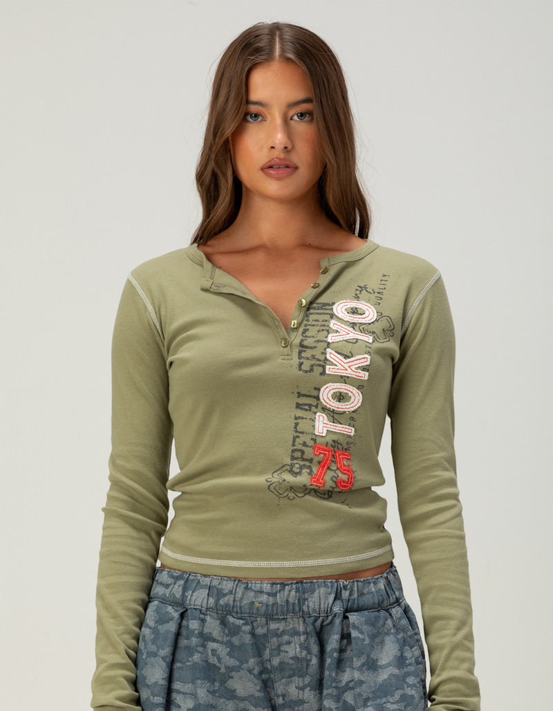 BDG Urban Outfitters Tokyo Womens Long Sleeve Henley Top image number 0