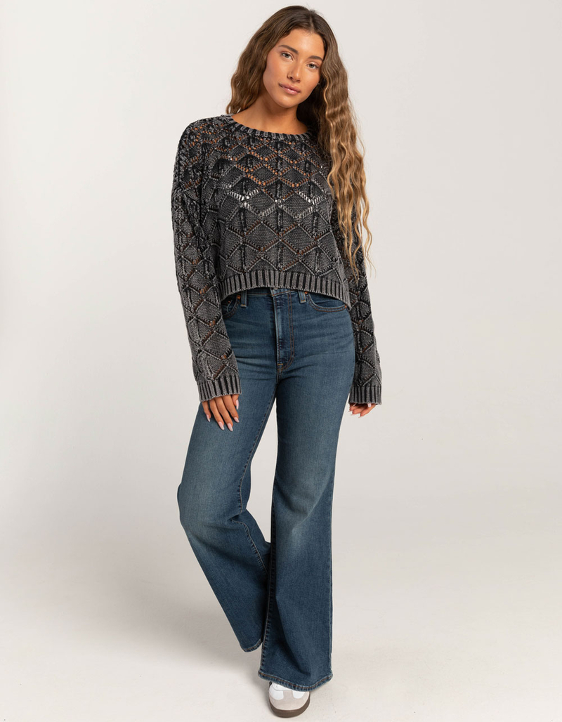 FULL TILT Womens Open Weave Washed Pullover Sweater image number 1
