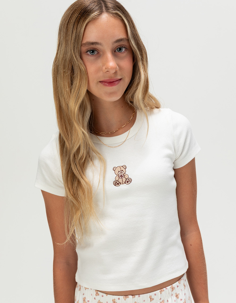 FULL TILT Embroidered Bear Girls Baby Tee image number 0