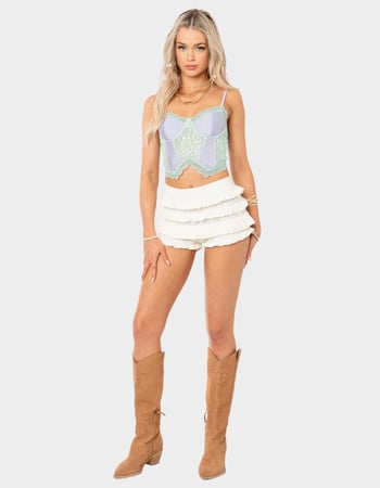 EDIKTED Lindsay Ruffle Knitted Womens Shorts Alternative Image