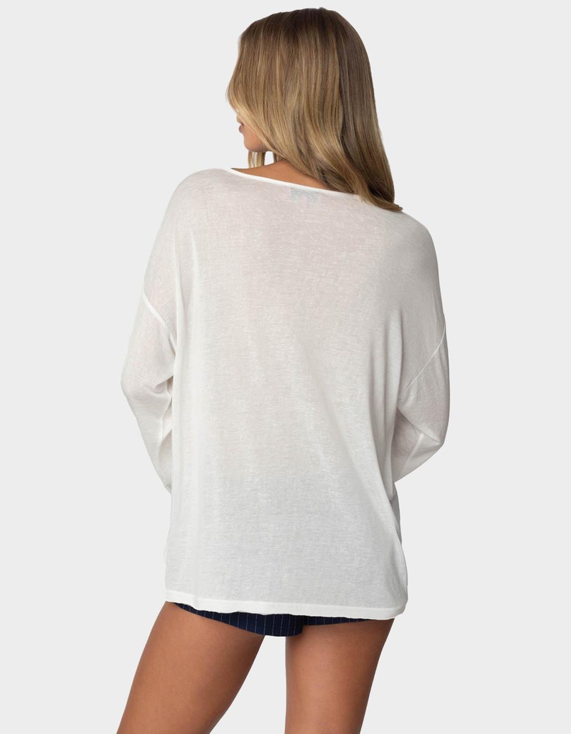 EDIKTED Oversized Semi Sheer Long Sleeve Tee image number 4