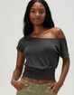 FULL TILT Off The Shoulder Womens Banded Bottom Top image number 2