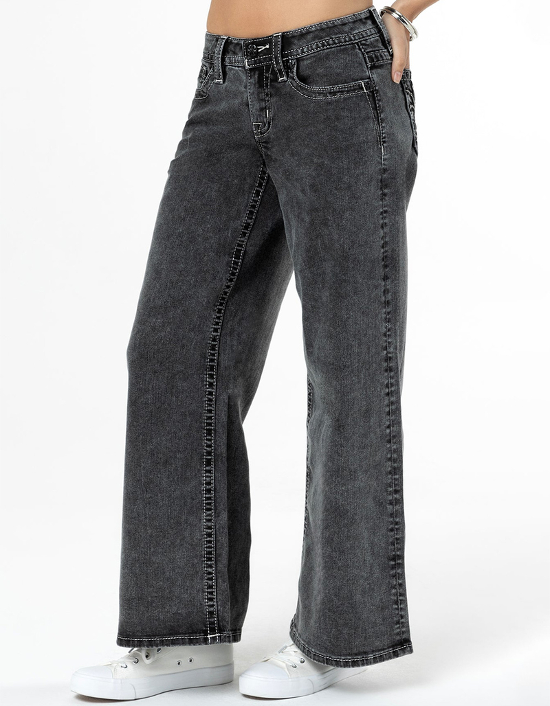 MISS ME Fleur Womens Mid Rise Wide Leg Jeans image number 4
