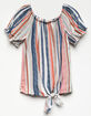 WHITE FAWN Stripe Tie Front Girls Off The Shoulder Top image number 1