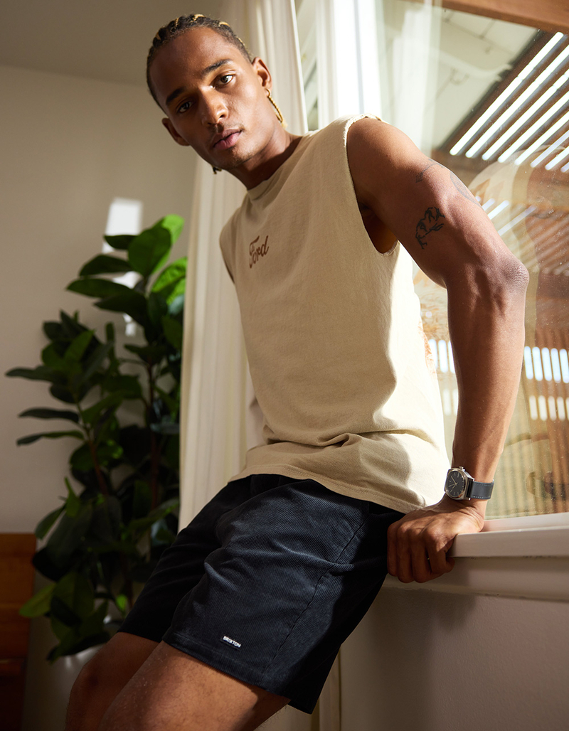 BRIXTON Leon Mens Elastic Waist Corduroy Shorts image number 0