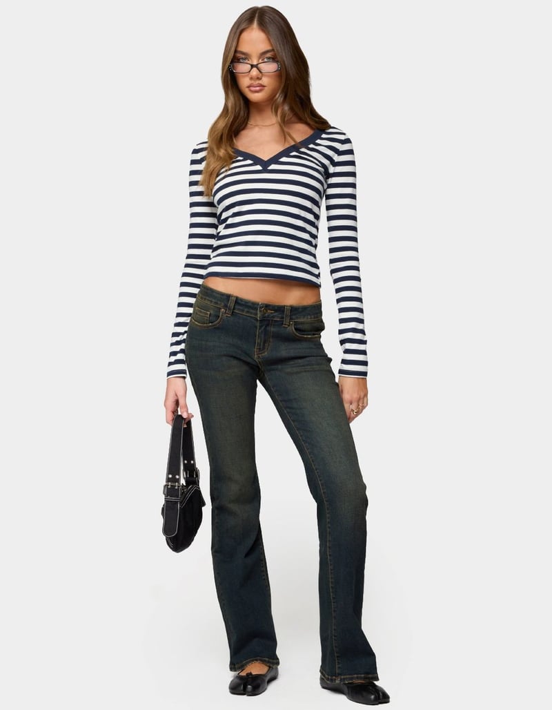 EDIKTED Solly Striped Long Sleeve Tee image number 4