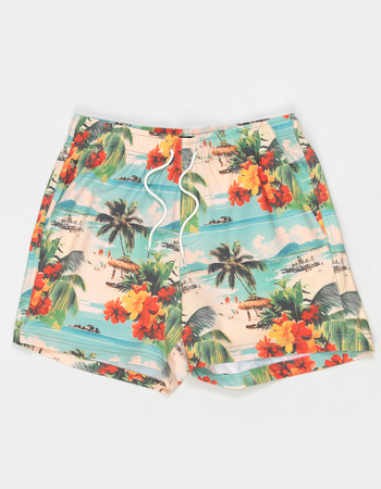 RSQ Mens Tropical Postcard 5" Swim Shorts Primary Image