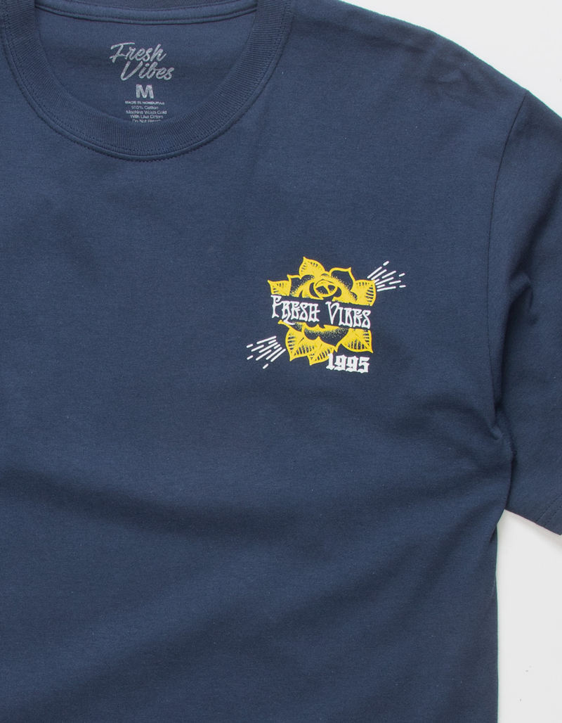 FRESH VIBES Skull Flowers Mens Tee image number 3