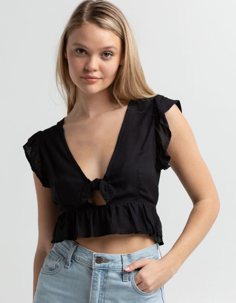 ROXY Sweetest Love Womens Tie Front Top image number 1