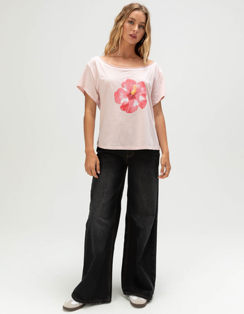 RSQ Womens Off The Shoulder Hibiscus Tee Alternative Image