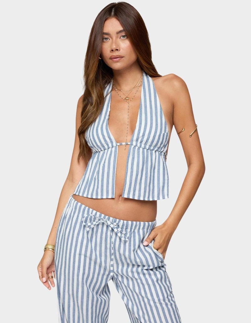 EDIKTED Macey Striped Split Front Backless Top image number 0