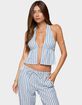 EDIKTED Macey Striped Split Front Backless Top image number 1