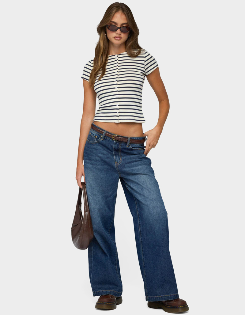 EDIKTED Bonita Striped Button Up Top image number 4