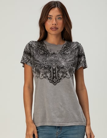 AFFLICTION Aristocrat Womens Lace-Up Back Tee Primary Image