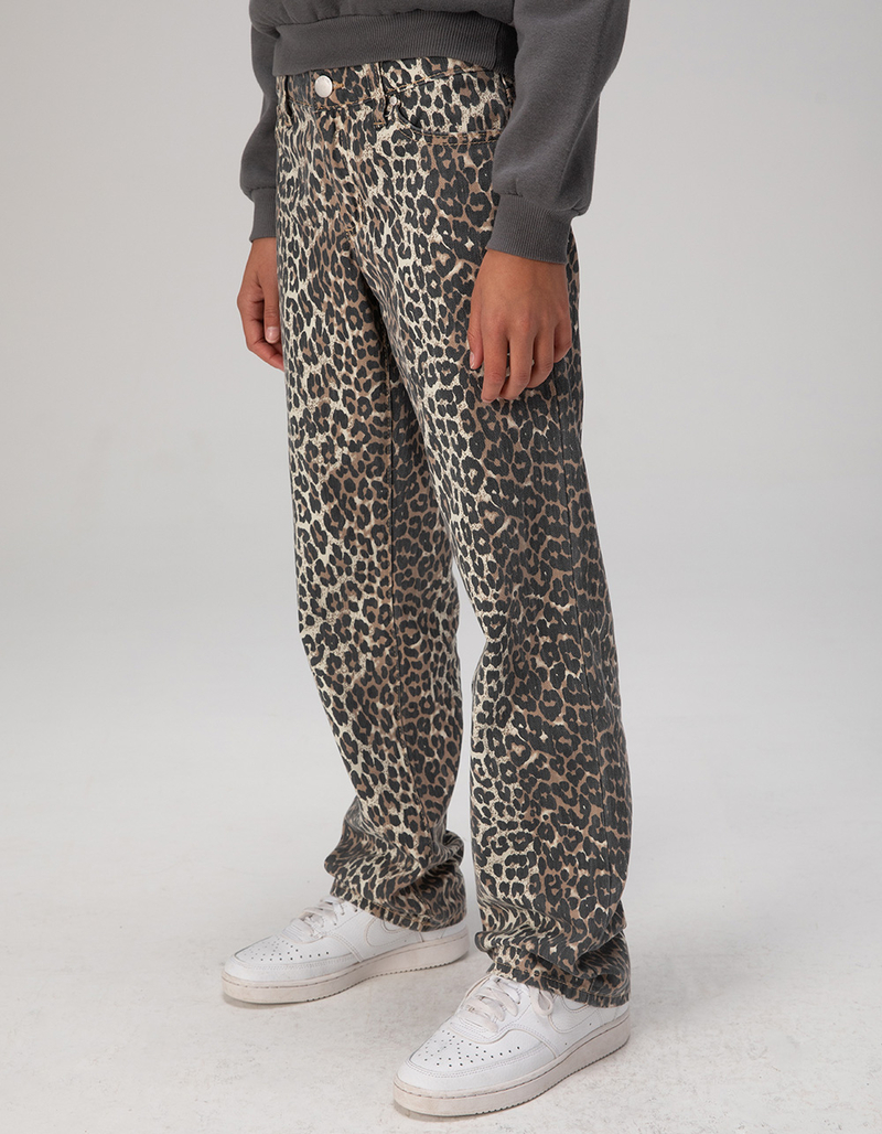 RSQ Girls Low Rise Leopard Print Baggy Jeans image number 4