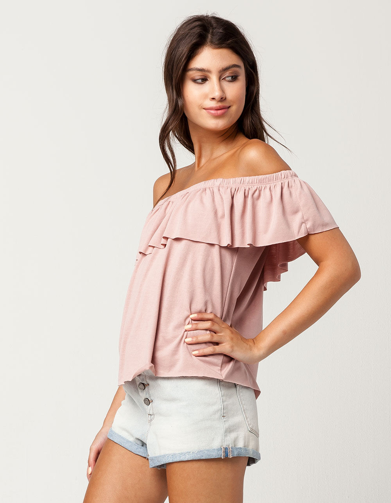 IVY & MAIN Flounce Womens Off The Shoulder Top image number 1