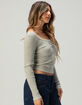 RSQ Womens Lace Trim Texture Long Sleeve Top image number 3