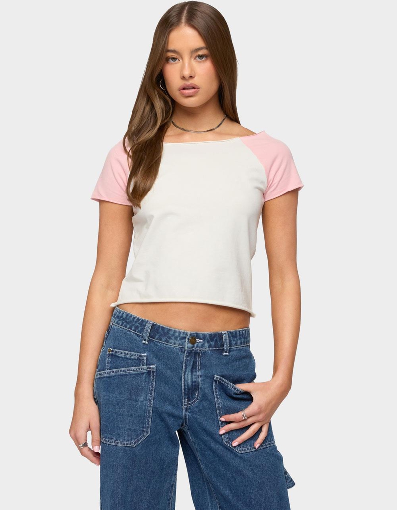 EDIKTED Liva Contrast Raglan Tee image number 0