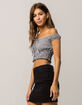 POLLY & ESTHER Gingham Off The Shoulder Womens Crop Top image number 2