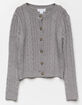 FULL TILT Cable Knit Girls Heather Gray Cardigan image number 1