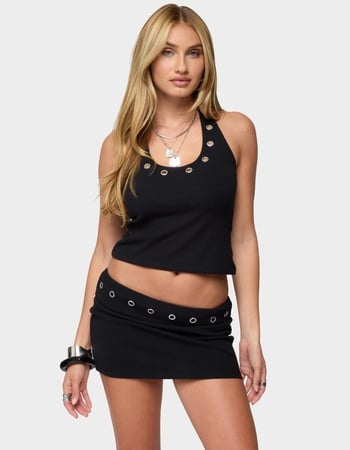 EDIKTED Havana Grommet Ribbed Halter Top Primary Image