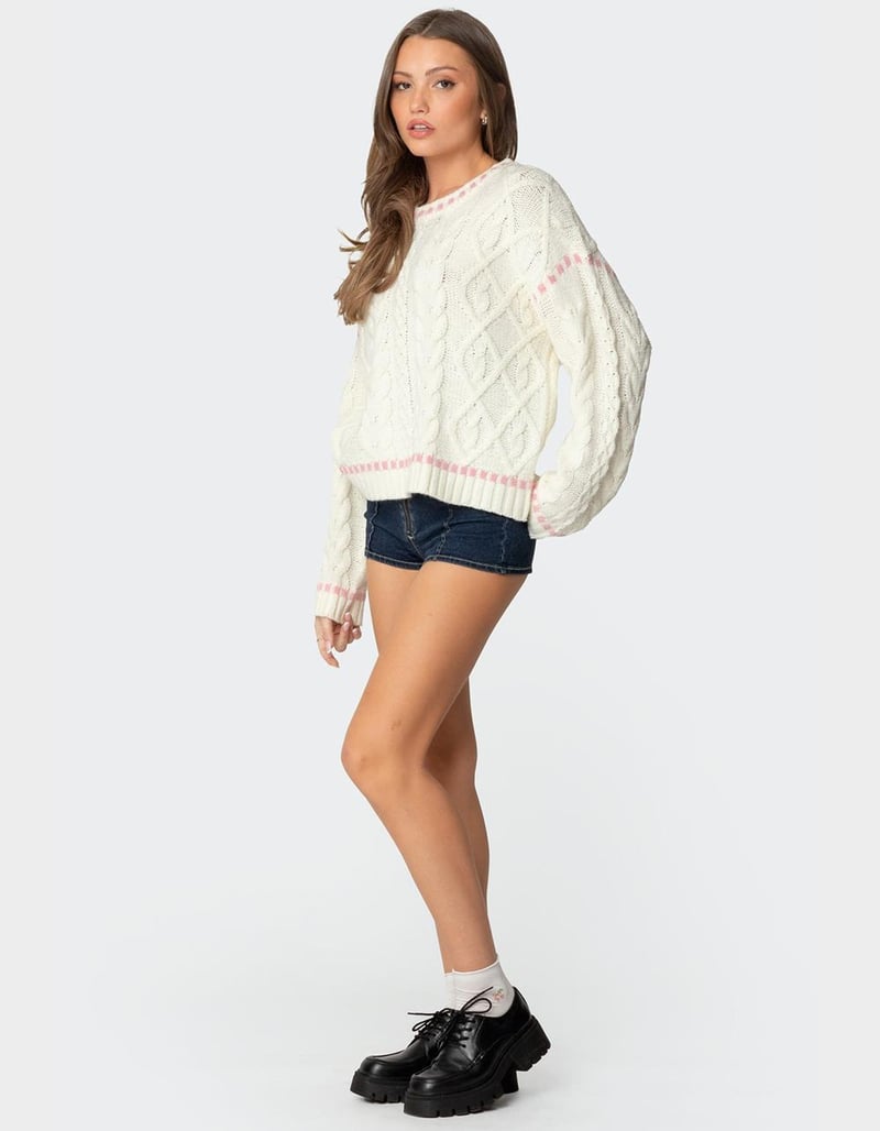EDIKTED Eleni Cable Knit Sweater image number 2