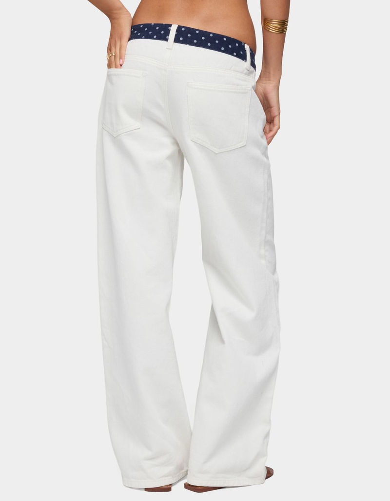 EDIKTED Polka Dot Waistband Low Rise Baggy Jeans image number 2