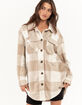 LOVE TREE Womens Brushed Plaid Shacket image number 1