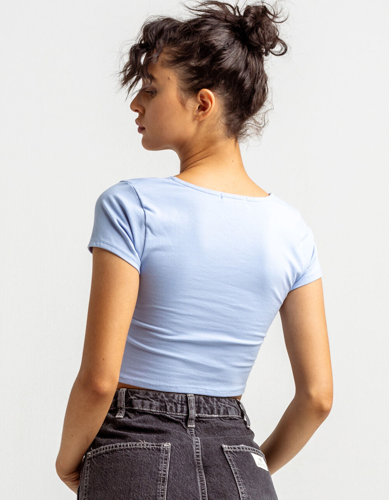 FULL TILT Surplice Womens Light Blue Crop Tee image number 2