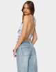 EDIKTED Tiered Ruffle Backless Striped Halter Top image number 2