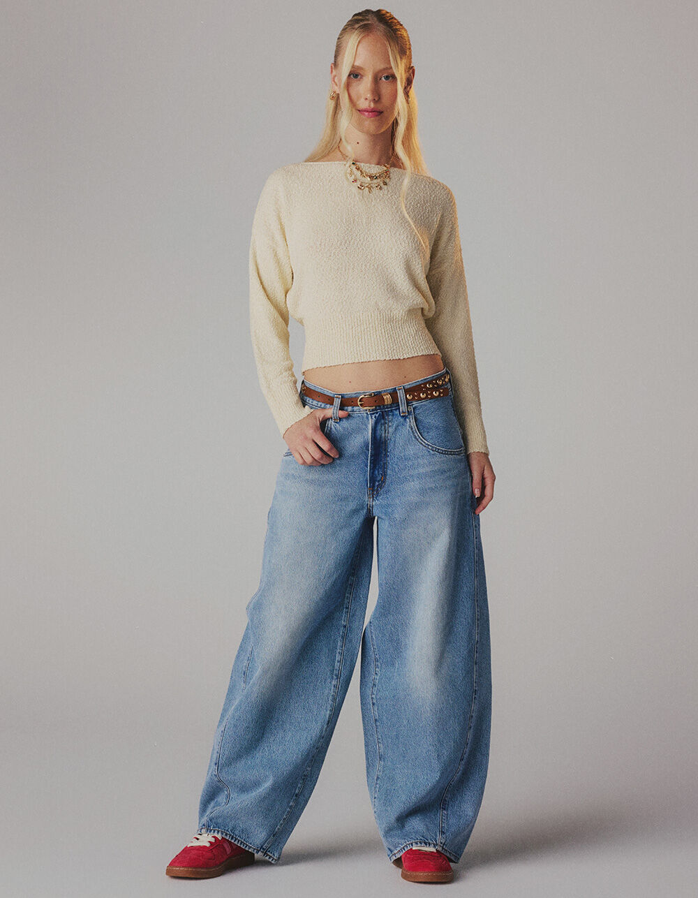 LEVI'S Premium Super Baggy Womens Barrel Jeans - Table Talk - MED