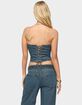 EDIKTED Braidey Strapless Denim Top image number 3