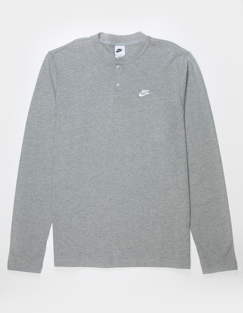 NIKE Club Mens Long Sleeve Henley Tee HEATHER GRAY Tillys