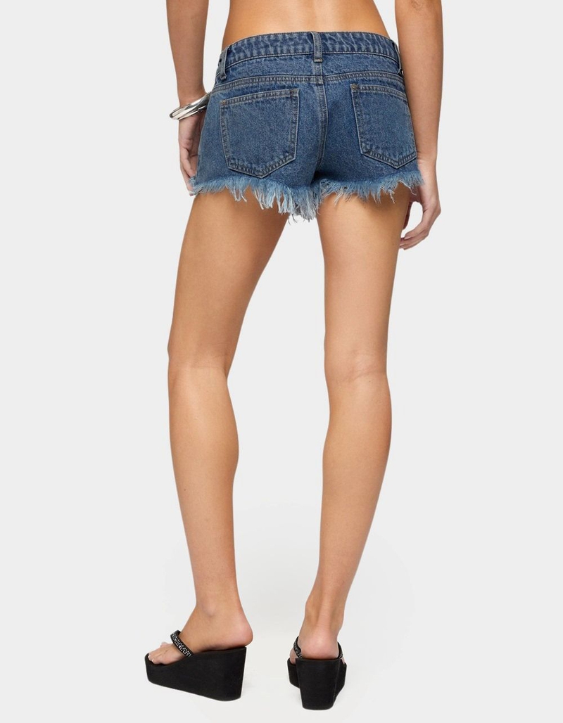 EDIKTED Meshy Studded Denim Micro Shorts image number 2