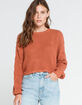SKY AND SPARROW Knit Balloon Sleeve Womens Rust Sweater image number 2