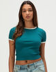 HEART & HIPS Womens Contrast Crewneck Tee image number 1