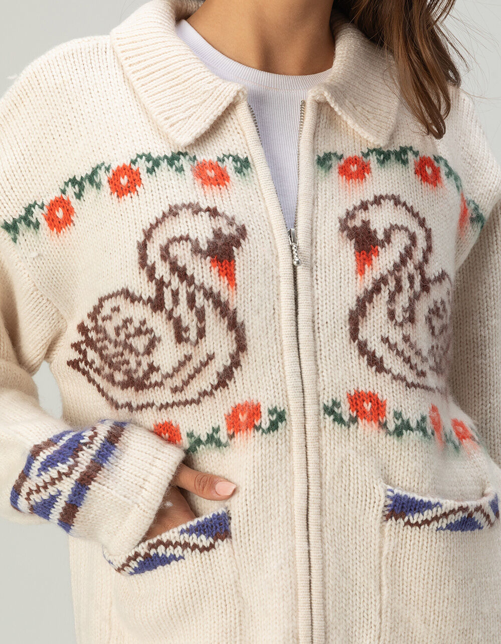 OBEY Swans Womens Zip-Up Sweater - Cream Combo | Tillys