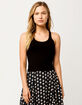 DESTINED Basic Ribbed Black Womens Crop Tank Top image number 2
